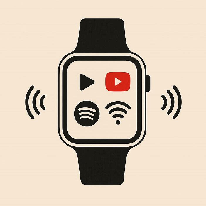 smartwatch with streaming icons